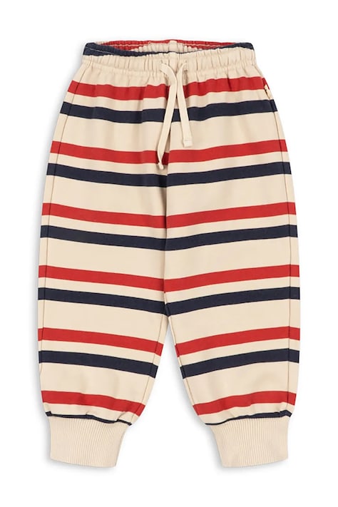 Konges Sløjd Spodnie dresowe dziecięce bawełniane LOU STRIPE SWEAT PANTS GOTS beżowe regular waist KS106117