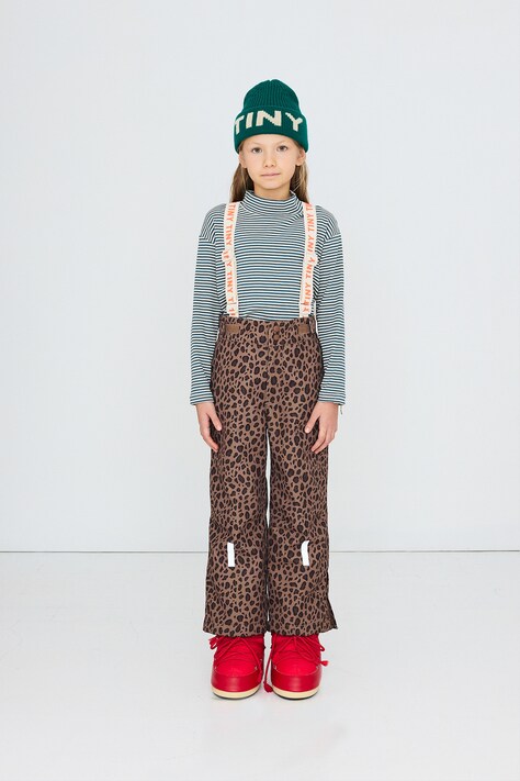 Tinycottons Spodnie narciarskie dziecięce ANIMAL PRINT SNOW PANT brązowe AW26-023