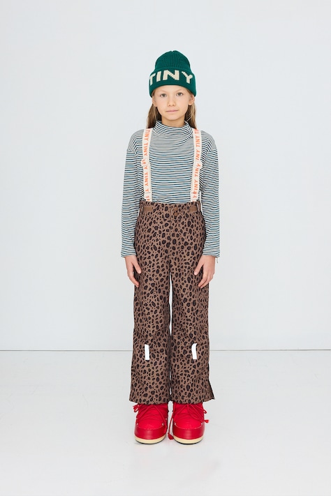 Tinycottons Spodnie narciarskie dziecięce ANIMAL PRINT SNOW PANT brązowe AW26-023