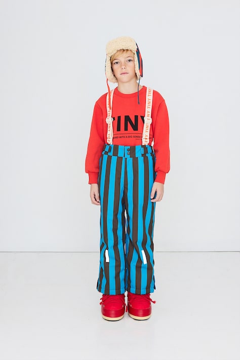 Tinycottons Spodnie narciarskie dziecięce BLUE STRIPES SNOW PANT niebieskie AW26-007