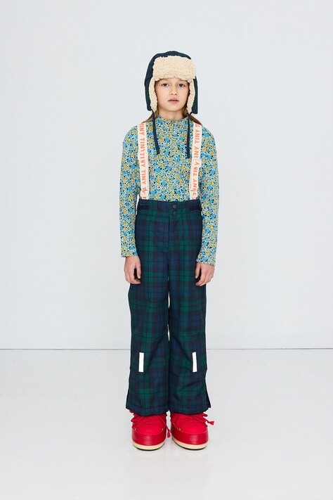 Tinycottons Spodnie narciarskie dziecięce CHECK SNOW PANT zielone AW26-018
