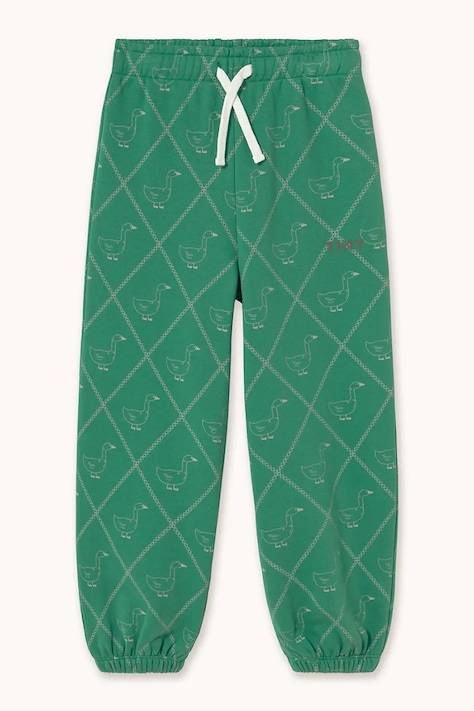 Tinycottons спортен панталон за деца от памук GEESE SWEATPANT зелен със стандартна талия AW26-339