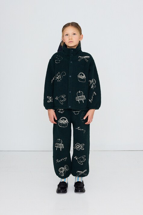 Tinycottons Spodnie dresowe dziecięce polarowe TINY APPLES SHERPA SWEATPANT granatowe regular waist AW26-295