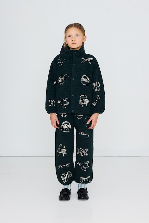 Tinycottons Spodnie dresowe dziecięce polarowe TINY APPLES SHERPA SWEATPANT granatowe regular waist AW26-295