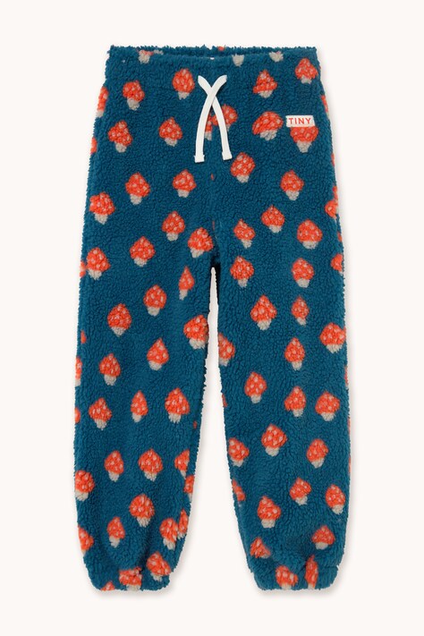 Tinycottons Spodnie dresowe dziecięce polarowe TINY MUSHROOMS SHERPA SWEATPANT niebieskie regular waist AW26-235