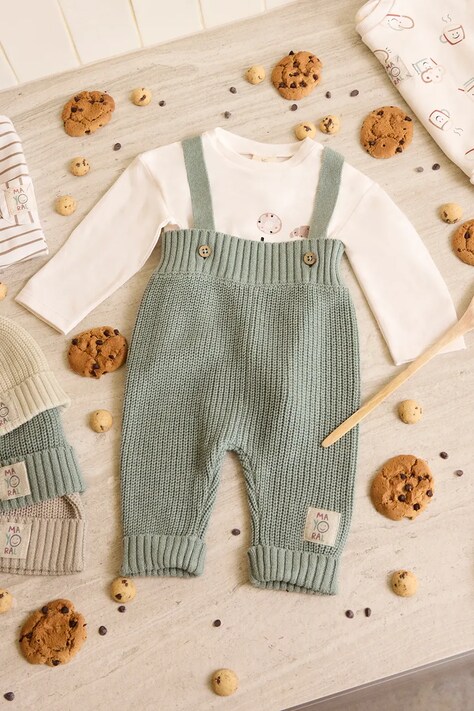Mayoral Newborn панталон за бебе от памук тюркоазен 2528