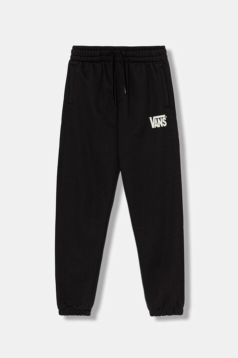 Vans spodnie dresowe dziecięce z bawełną Stretch Logo Sportwear czarne high waist VN000TEGBLK1
