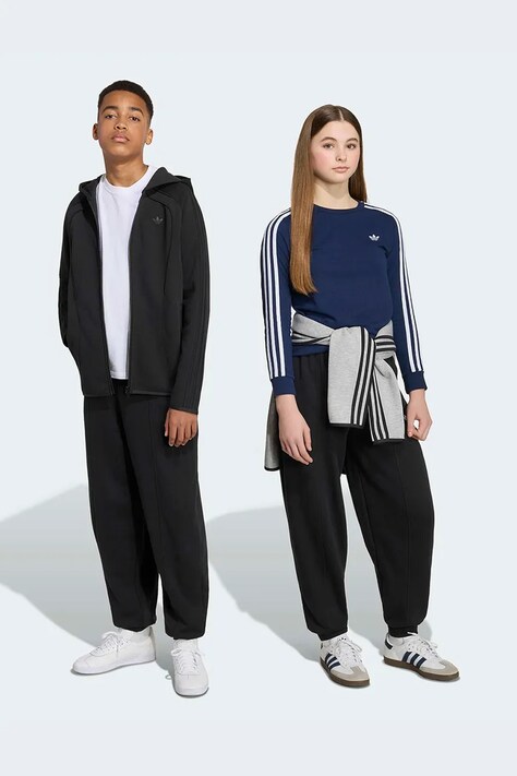 adidas Originals donji dio trenirke za djecu s pamukom crni spušteni struk KR3478