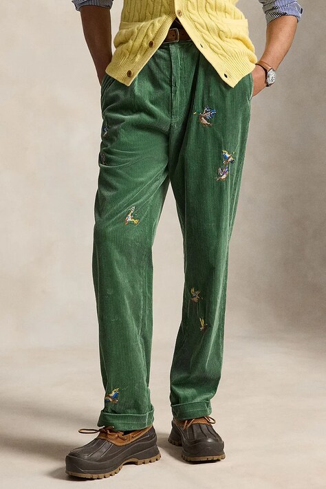 Polo Ralph Lauren Spodnie bawełniane męskie zielone regular waist 710B26080002