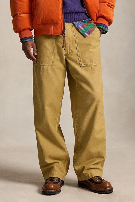 Polo Ralph Lauren Spodnie bawełniane męskie beżowe 710B24587001
