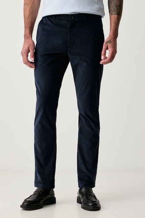 Michael Kors Spodnie męskie sztruksowe granatowe regular waist CF6301KLGB