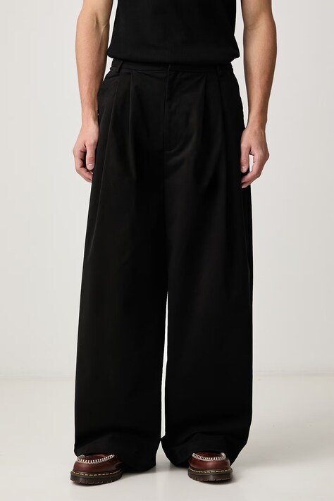 House of Errors Crown spodnie wide leg bawełniane z elastanem męskie czarne regular waist HEFW26PA01714