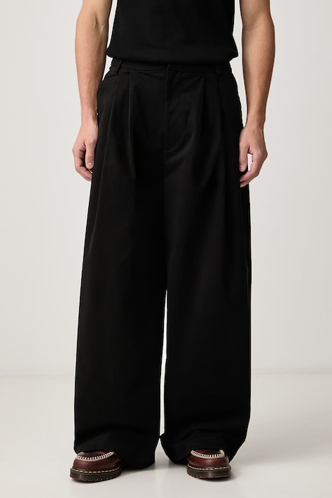 House of Errors Crown spodnie wide leg bawełniane z elastanem męskie czarne regular waist HEFW26PA01714