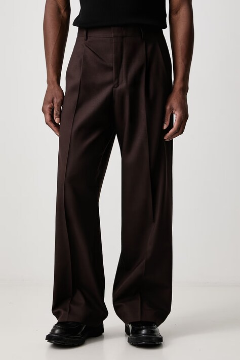 Sunflower Spodnie męskie z wełną brązowe high waist 4149-2