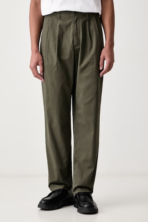 rag & bone Spodnie męskie z bawełną zielone regular waist RV9O26F7MCO