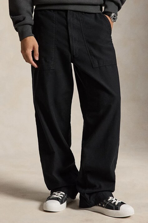 Polo Ralph Lauren Spodnie bawełniane męskie czarne regular waist 710B24587002