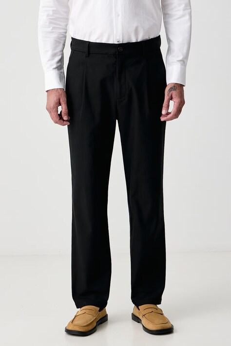 Mos Mosh Spodnie chinos męskie z bawełną Starr czarne regular waist 511800
