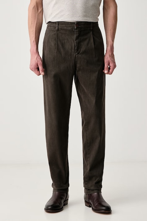Mos Mosh Spodnie regular męskie z wiskozą Jones brązowe regular waist 508080