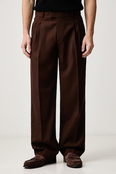 Drôle de Monsieur Spodnie męskie z wełną Golfer brązowe regular waist M-BP165-WV018