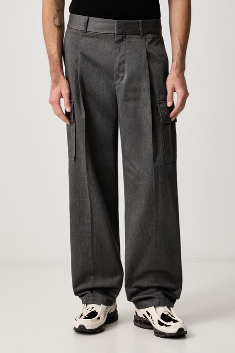 Drôle de Monsieur Spodnie cargo męskie szare regular waist M-BP214-PL188