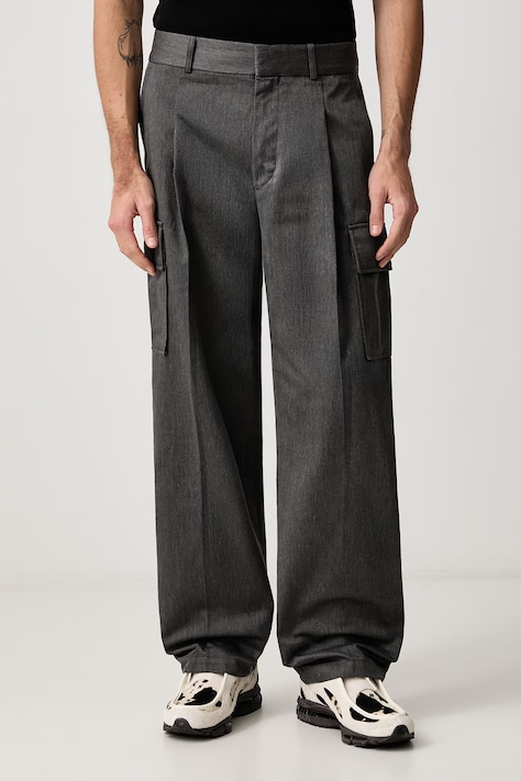 Drôle de Monsieur Spodnie cargo męskie szare regular waist M-BP214-PL188