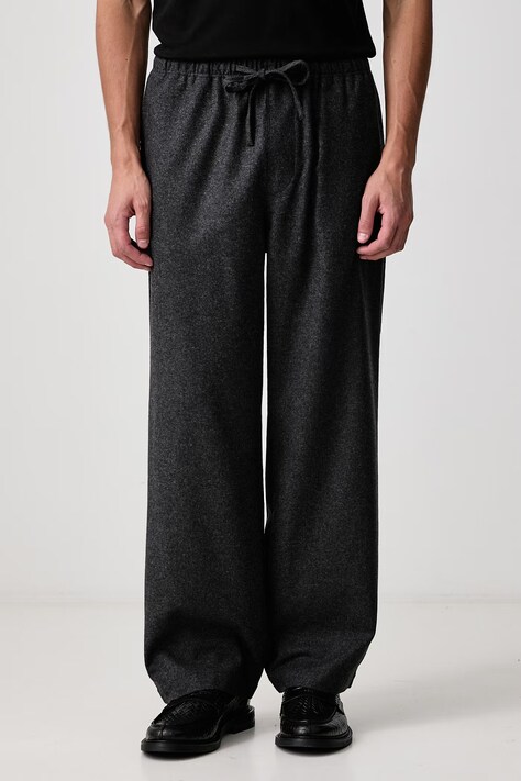 Frame FLANNEL EASY TROUSERS spodnie z wełną męskie szare regular waist MF26WPA010