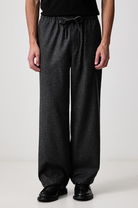 Frame FLANNEL EASY TROUSERS spodnie z wełną męskie szare regular waist MF26WPA010