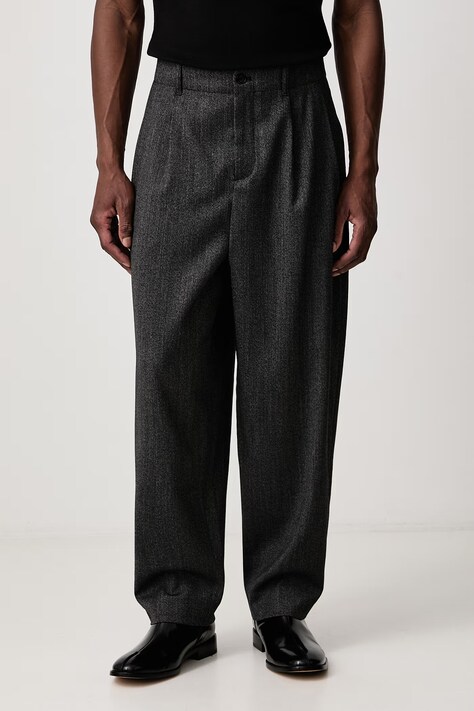 Maison Kitsuné Spodnie z dodatkiem wełny męskie szare regular waist MRMWP05WT3044
