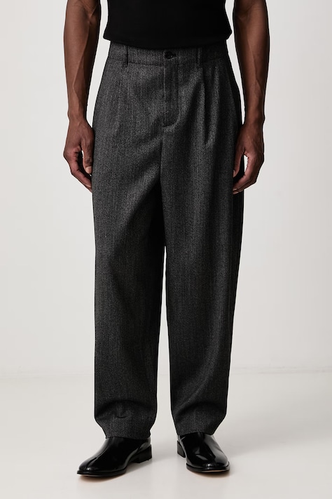 Maison Kitsuné Spodnie z dodatkiem wełny męskie szare regular waist MRMWP05WT3044