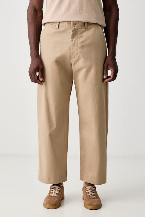 Lacoste Spodnie męskie bawełniane z elastanem beżowe regular waist HH0141