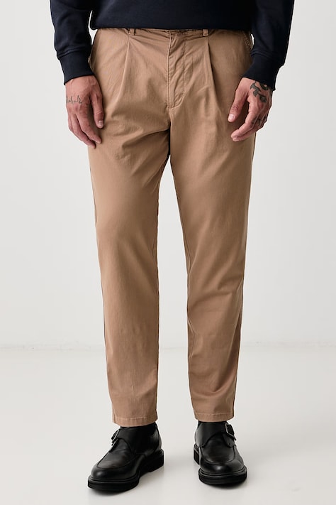 Marc O'Polo Spodnie męskie z bawełną beżowe high waist 5000012030