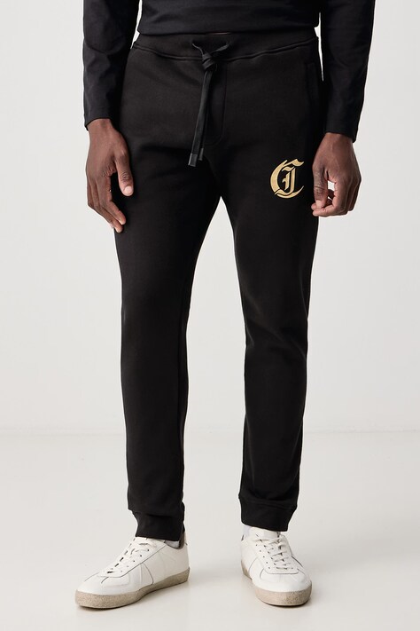 Just Cavalli Spodnie dresowe męskie bawełniane czarne regular waist 81OAAT16 CF502