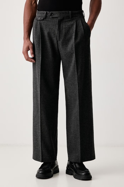 AllSaints Spodnie męskie z dodatkiem wełny COLWYN szare regular waist M091TF