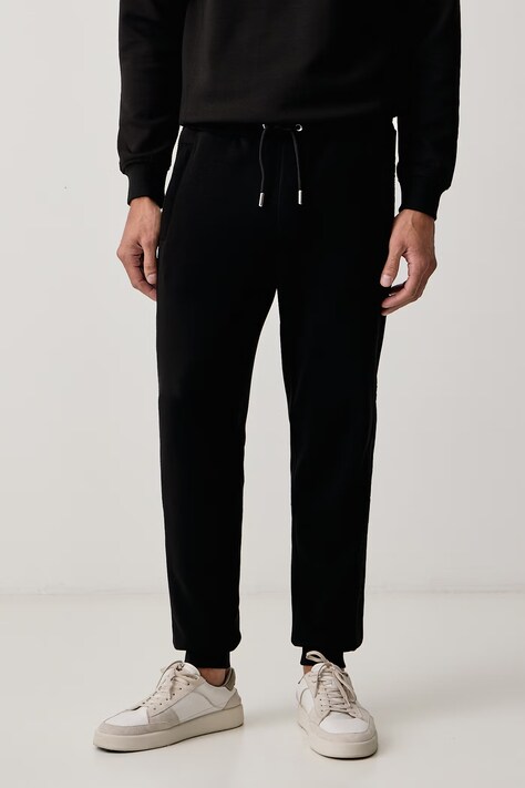 Karl Lagerfeld Teplákové nohavice pánske s bavlnou čierne regular waist 564910.705008