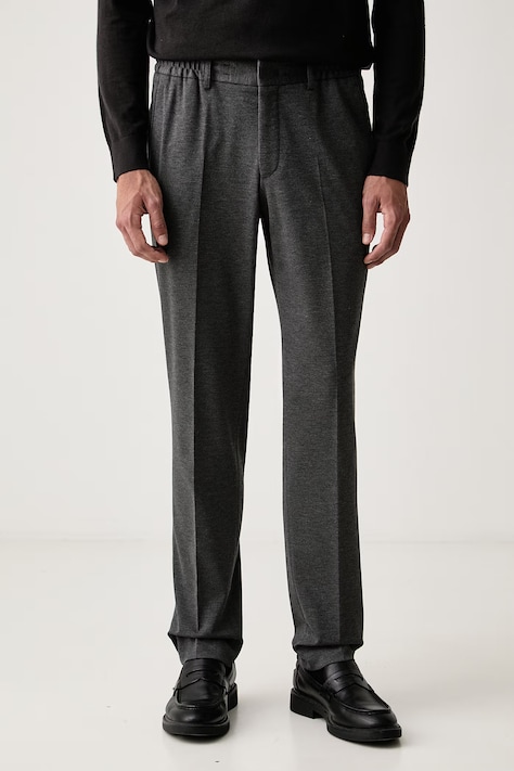 Karl Lagerfeld nohavice pánske s viskózou sivé regular waist 564007.255093