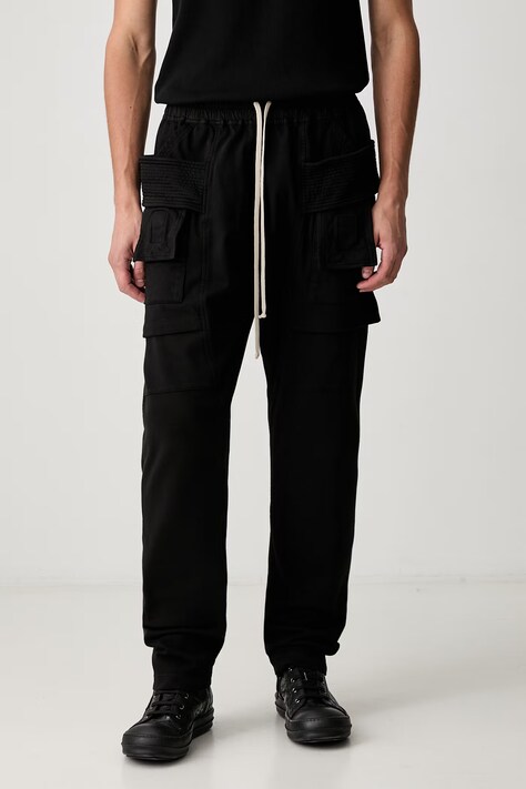 Rick Owens DRKSHDW Creatch Cargo hlače cargo s pamukom za muškarce crne spušteni struk DU02F6376 RIG