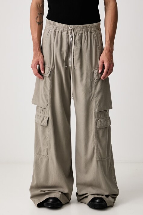 Rick Owens DRKSHDW Double Cargo Jumbo Belas hlače od pamuka za muškarce bež spušteni struk DU02F6398 CFL