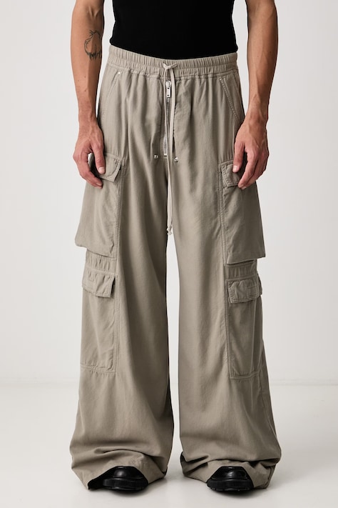 Rick Owens DRKSHDW Double Cargo Jumbo Belas hlače od pamuka za muškarce bež spušteni struk DU02F6398 CFL