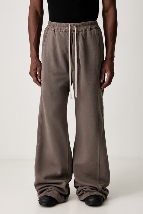 Rick Owens DRKSHDW Wide pusher donji dio trenirke od pamuka za muškarce sivi spušteni struk DU02F6393 F