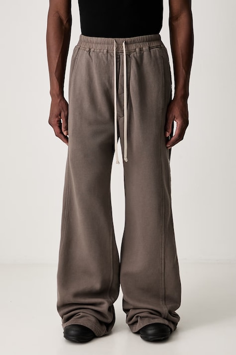 Rick Owens DRKSHDW Wide pusher donji dio trenirke od pamuka za muškarce sivi spušteni struk DU02F6393 F