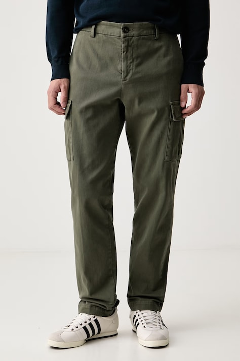 Aeronautica Militare Spodnie cargo męskie z bawełną zielone high waist PA1740UCT04381
