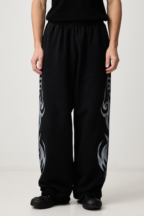 Vetements Graffiti Tribal sweatpants cotton Men's black regular waist MH27SP155B