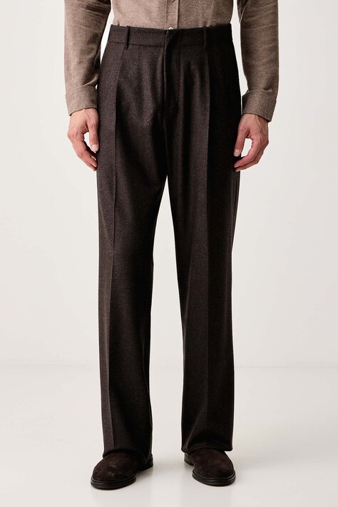 FAY Spodnie garniturowe męskie wełniane brązowe regular waist NTM80532050WGZ
