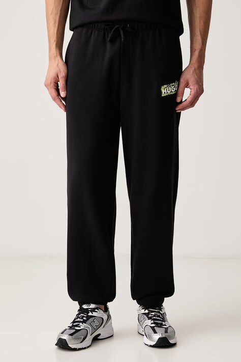 HUGO Blue Спортивные штаны для мужчин из хлопка Nivion чёрные regular waist 50567964