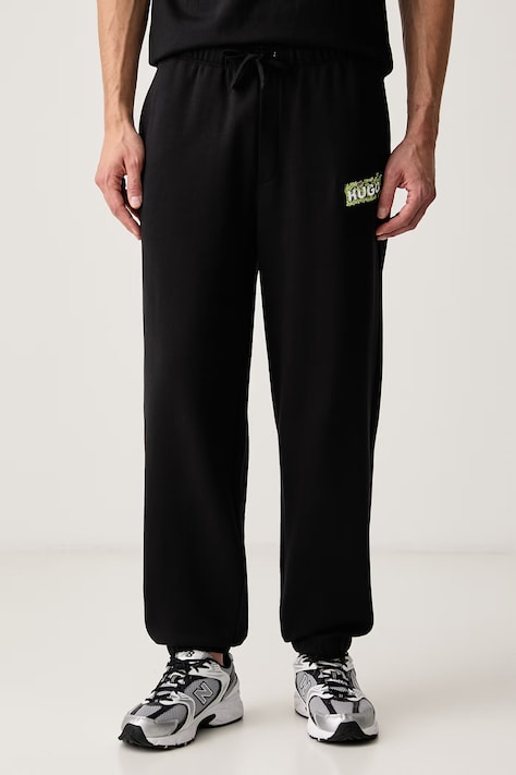 HUGO Blue Спортивные штаны для мужчин из хлопка Nivion чёрные regular waist 50567964