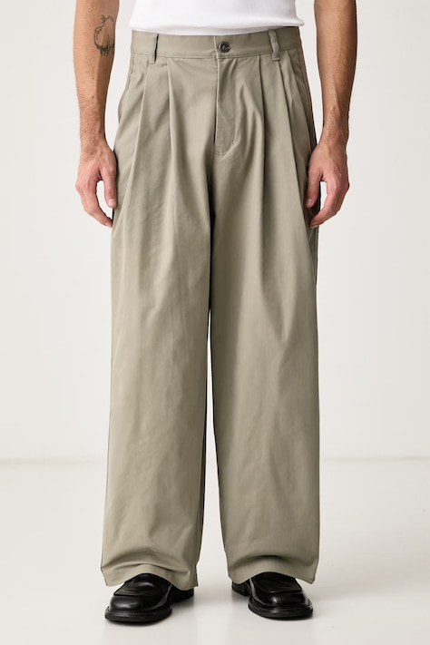 adidas Originals Triple Pleated spodnie męskie z bawełną zielone regular waist KQ9489