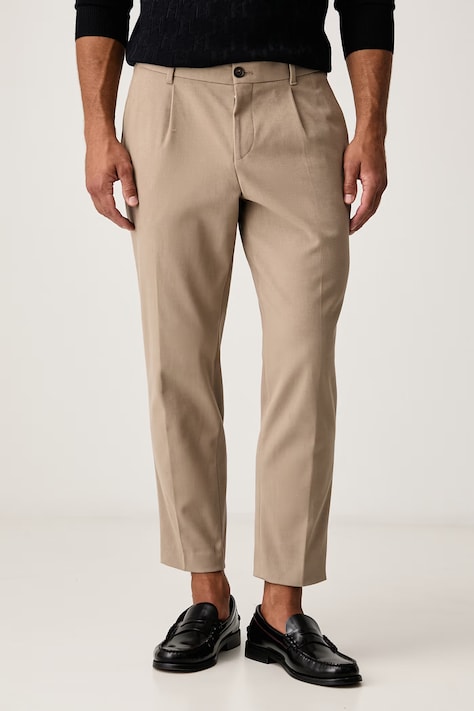 BOSS Spodnie męskie z bawełną C-Perin-PL-263 beżowe regular waist 50572157