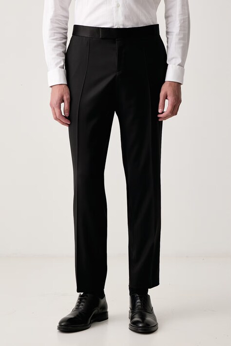 BOSS Spodnie slim fit męskie wełniane H-Genius-Tux-B1 czarne regular waist 50566928