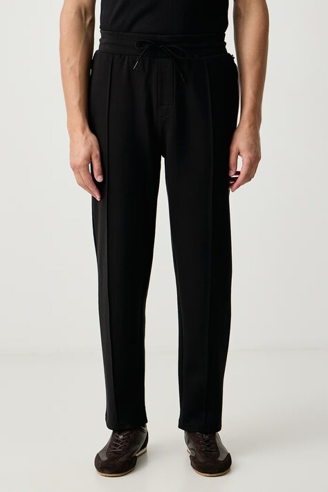 BOSS Loungewear hlače moške z bombažem Sense Pants črne srednji pas 50570557