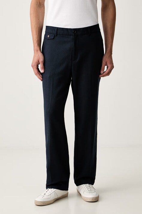 Scotch & Soda spodnie męskie z dodatkiem lnu granatowe regular waist 183544